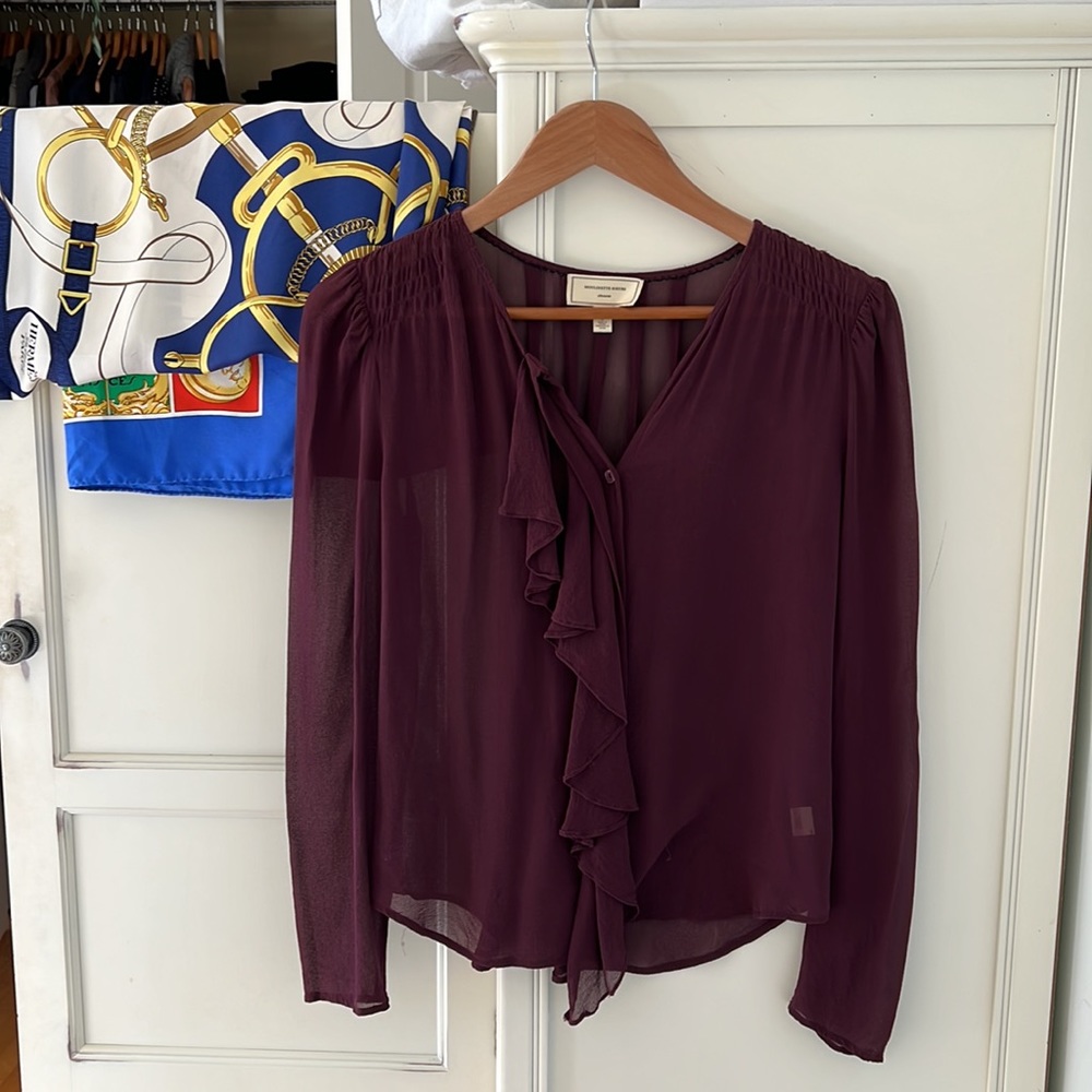 Anthropologie Purple Silk Blouse Top